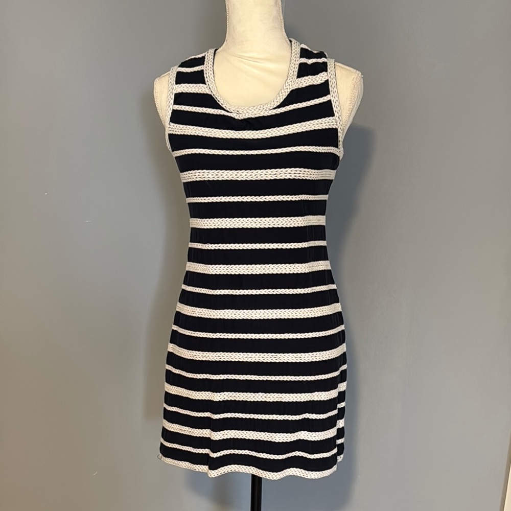 Striped Blue and White Sleeveless Dress